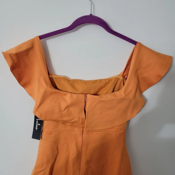 Lulu's Confidence Boost Orange Off-the-Shoulder Bodycon Midi Dress NWT - Picture 5 of 10